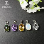 Multi ov 7*9mm Gemstone Pendant ,simple design black opal neckalce aquamarine pendant labradorite pendant 925 sterling silver - Image 4