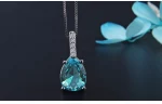 Natural Blue Topaz Pendant S925 Sterling Silver Aquamarine Carat Fashion Necklace Wedding Bizuteria Pierscionki Pendant Women - Image 7