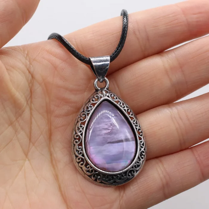 Natural Malachites Lapis Lazulis Pendant Necklace Water Drop Shape Agates Pendant Necklace for Jewelry Necklace Length 55+5cm - Image 3