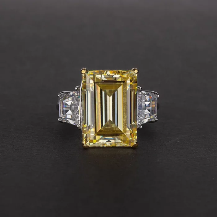 Wong Rain Vintage 925 Sterling Silver Emerald Cut Lab Sapphire Gemstone Wedding Engagement Ring Fine Jewelry Wholesale - Image 4