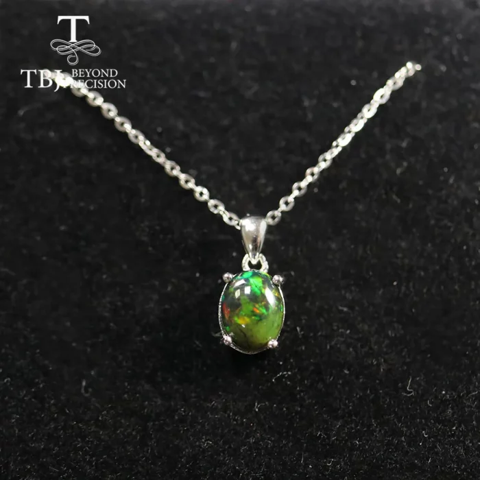 Multi ov 7*9mm Gemstone Pendant ,simple design black opal neckalce aquamarine pendant labradorite pendant 925 sterling silver - Image 6