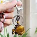 CSJA Hexagram Natural Stone Keychains Reiki Quartz Crystal Key Chain Handbag Decor Motorcycle Keyring for Women Men Jewelry G532 - Image 4