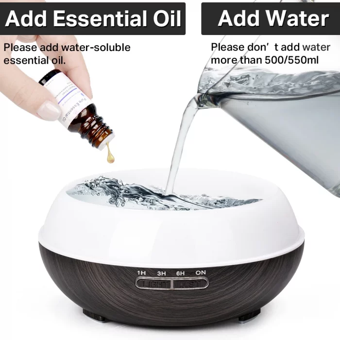 Aromatherapy Essential Oil Diffuser Wood Grain Remote Control Ultrasonic Air Humidifier Cool with 7 Color LED Light - Image 5