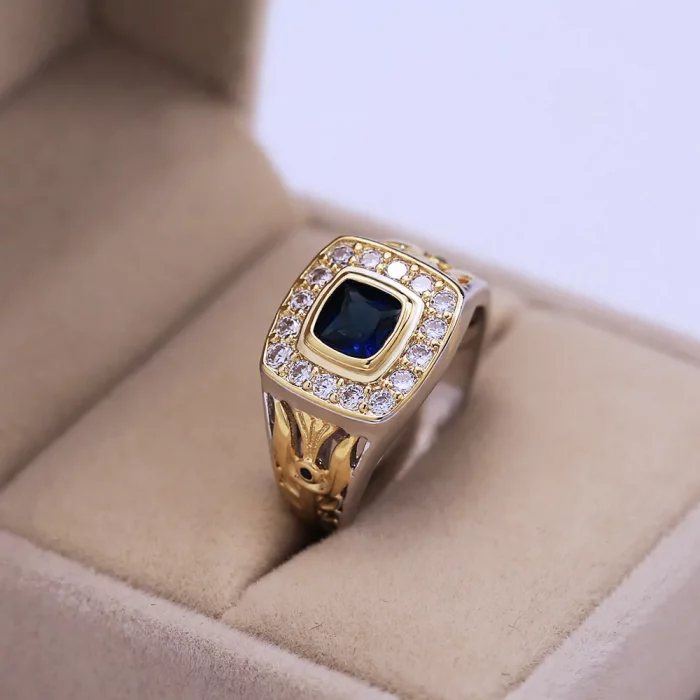 Luxury 925 Ring for Men Natural 2 Carat Sapphire with Diamond Jewelry Anillos De Bizuteria Anillos Gemstone Rings Box - Image 5