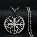 Pagan Amulet Helmet Awe Aegishjalmur Viking Compass Talisman Scandinavian Vegvisir Stainless Steel Necklaces Jewelry N3033S03 - Image 3