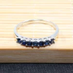 100% Natural Dark Blue Sapphire Ring for Woman 7 PCS 2.5 Mm SI Grade Sapphire Ring Solid 925 Silver Sapphire Ring Romantic Gift - Image 3