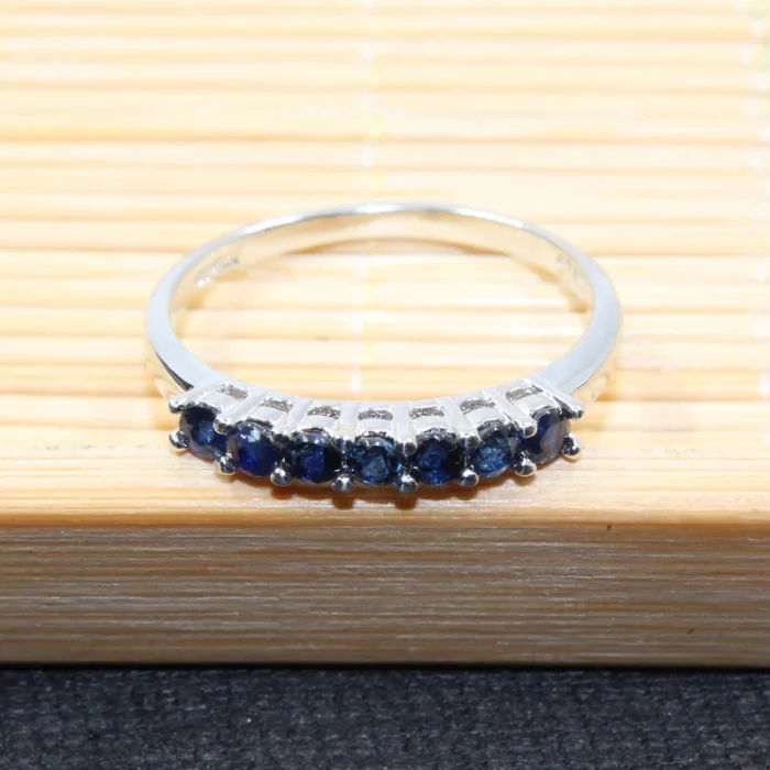 100% Natural Dark Blue Sapphire Ring for Woman 7 PCS 2.5 Mm SI Grade Sapphire Ring Solid 925 Silver Sapphire Ring Romantic Gift - Image 3