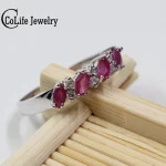 Hotsale Silver Ruby Engagement Ring for Woman 100% 2mm * 4mm Natural Ruby Ring 925 Sterling Silver Ruby Wedding Ring - Image 6