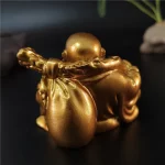 Golden Laughing Buddha Statue Chinese Feng Shui Lucky Money Maitreya Buddha Sculpture Figurines Home Garden Decoration Statues - Image 3