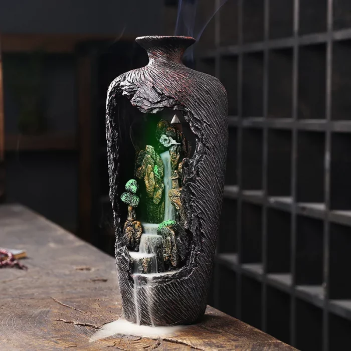 Home Decor Vase Design Ornament Resin Handiwork Lucky Fengshui Waterfall Backflow Incense Burner Censer - Image 7