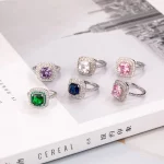 6 style Real 100% 925 Sterling Silver Rings finger Jewelry Eternal natural Blue Sapphire Wedding Engagement Ring for Women - Image 3
