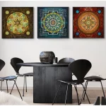 Yumeart Mandala Ornament Thangka Yoga Canvas Painting Religion Retro Print and Poster Wall Art Pictures Living Room Home Decor - Image 3