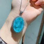 KNRIQUEN New Romantic Big Blue Stone Paraiba Aquamarine Lab Diamond Wedding Pendant Necklace for Women Fine Jewelry Female Gifts - Image 5