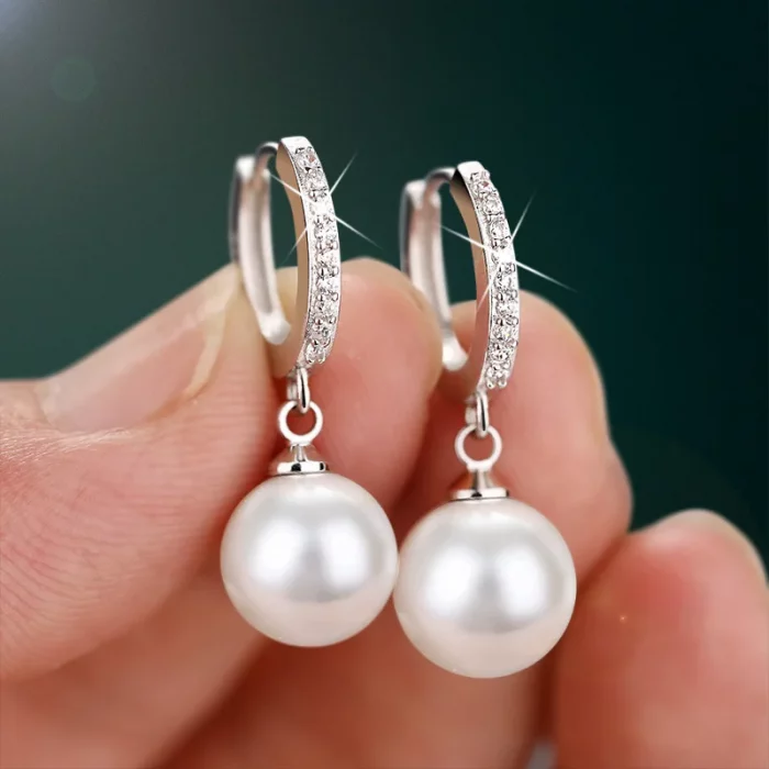 LByzHan 2020 Pearl Earrings Genuine Natural Freshwater Pearl 925 Sterling Silver Earrings Pearl Jewelry For Wemon Wedding Gift - Image 2