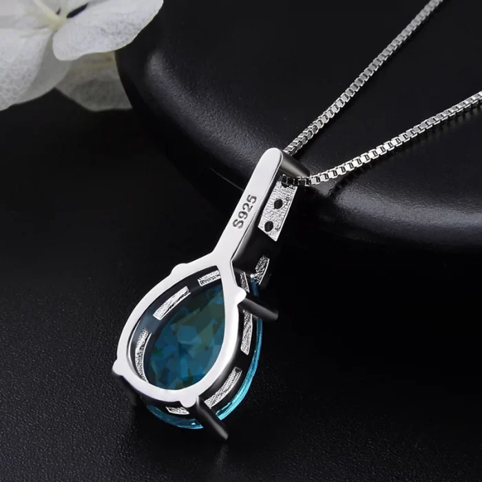 Natural Blue Topaz Pendant S925 Sterling Silver Aquamarine Carat Fashion Necklace Wedding Bizuteria Pierscionki Pendant Women - Image 5