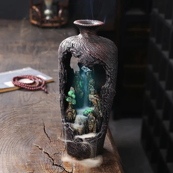 Home Decor Vase Design Ornament Resin Handiwork Lucky Fengshui Waterfall Backflow Incense Burner Censer - Image 2