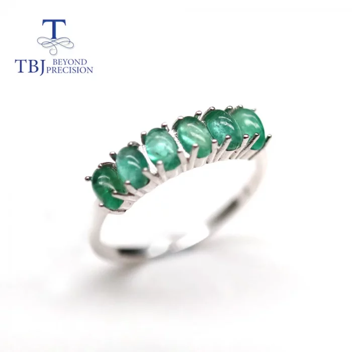 TBJ,Natural zambia green emerald Ring oval 3*5mm 1.8ct real gemstone jewelry 925 sterling silver for women mom wife gift - Image 2