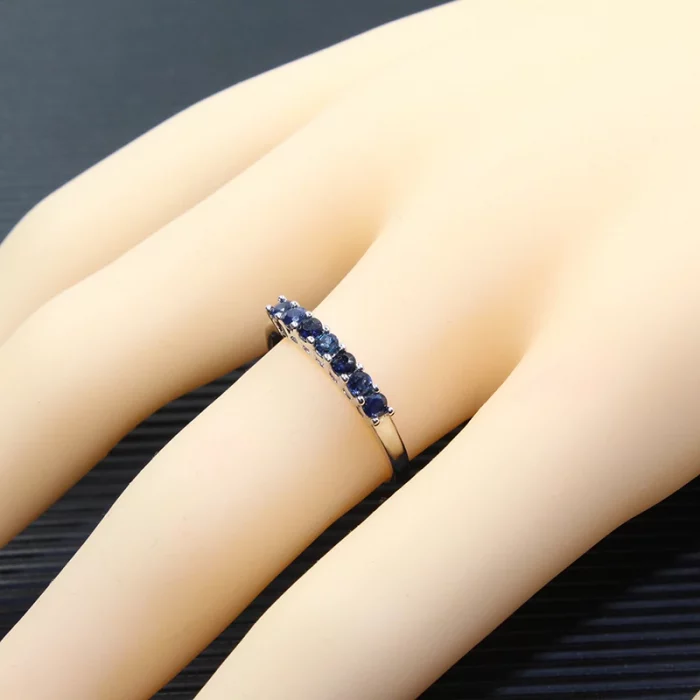 100% Natural Dark Blue Sapphire Ring for Woman 7 PCS 2.5 Mm SI Grade Sapphire Ring Solid 925 Silver Sapphire Ring Romantic Gift - Image 7