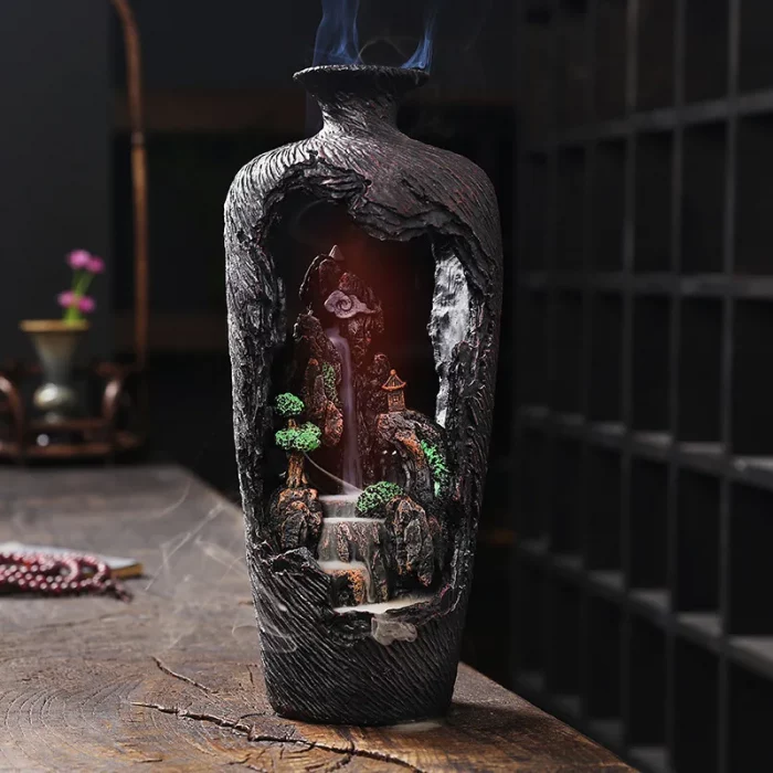 Home Decor Vase Design Ornament Resin Handiwork Lucky Fengshui Waterfall Backflow Incense Burner Censer - Image 6