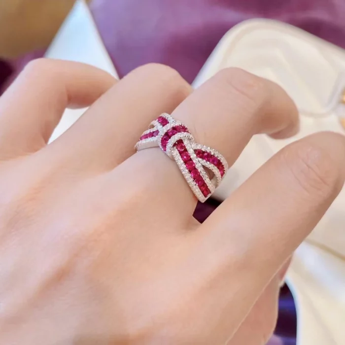 Luomansi Natural Ruby Bow Gemstone Ring S925 Sterling Silver Romantic Woman Anniversary Party High Jewelry - Image 7
