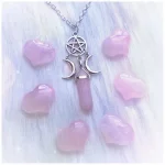 Triple Goddess Crystal Point Pentacle Moon Necklace, Moonstone Pendant Wiccan Witchcraft Collar Jewelry Women Creative Gift - Image 4