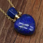 Clear Quartz Heart Bottle Essential Oil Pendant Necklaces for Women Natural Stone Lapis Lazuli Perfume Bottle Necklace Jewelry - Image 6