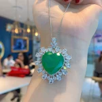Charms 20*20mm Hear-Shaped Paraiba Tourmaline Emerald Lab Diamond Gemstone Pendant Necklace for Women Wedding Party Fine Jewelry - Image 6