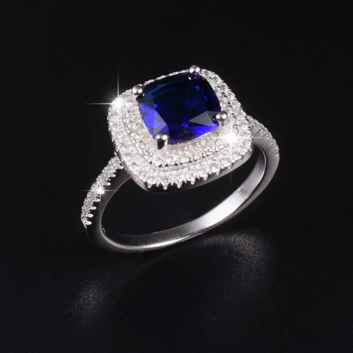 6 style Real 100% 925 Sterling Silver Rings finger Jewelry Eternal natural Blue Sapphire Wedding Engagement Ring for Women - Image 4
