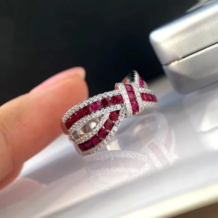 Luomansi Natural Ruby Bow Gemstone Ring S925 Sterling Silver Romantic Woman Anniversary Party High Jewelry - Image 3