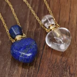 Clear Quartz Heart Bottle Essential Oil Pendant Necklaces for Women Natural Stone Lapis Lazuli Perfume Bottle Necklace Jewelry - Image 4