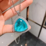 KNRIQUEN New Romantic Big Blue Stone Paraiba Aquamarine Lab Diamond Wedding Pendant Necklace for Women Fine Jewelry Female Gifts - Image 7