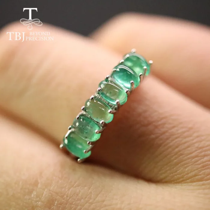 TBJ,Natural zambia green emerald Ring oval 3*5mm 1.8ct real gemstone jewelry 925 sterling silver for women mom wife gift - Image 3