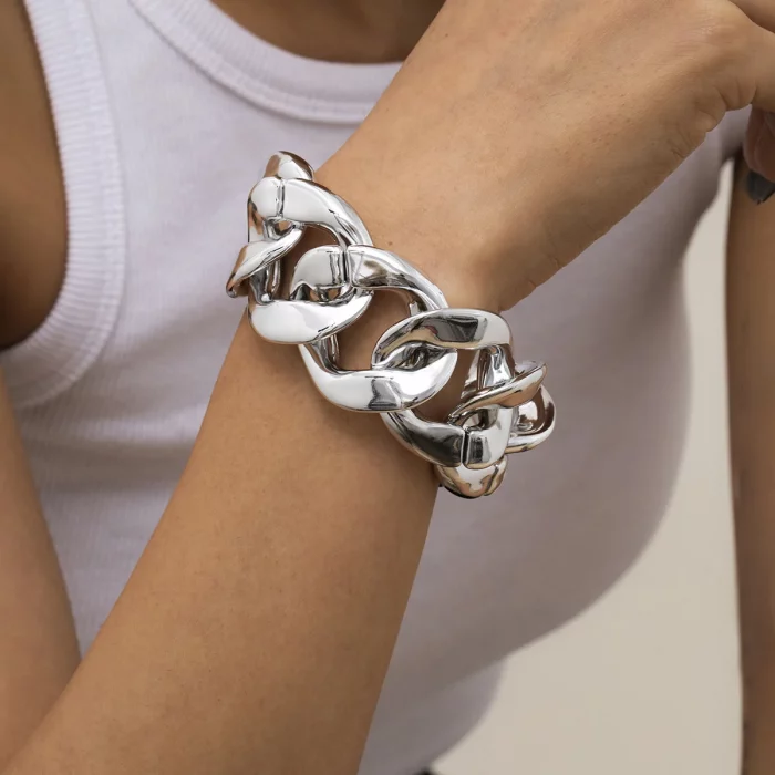 Retro Simple Hip Hop Thick Link Chain Bracelet Women's CCB Material Exaggerated Cool Twist Thicks Bracelets Glamour Girl Jewelry - Image 4