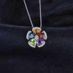 JewelryPalace 2.6ct Genuine Blue Topaz Amethyst Citrine Garnet Peridot 925 Sterling Silver Pendant Necklace for Woman No Chain - Image 3