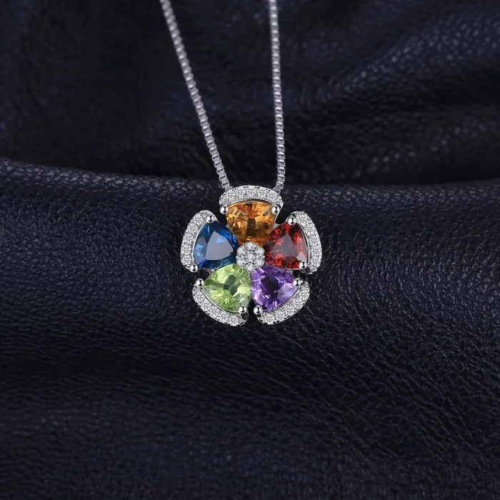 JewelryPalace 2.6ct Genuine Blue Topaz Amethyst Citrine Garnet Peridot 925 Sterling Silver Pendant Necklace for Woman No Chain - Image 3