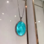 KNRIQUEN New Romantic Big Blue Stone Paraiba Aquamarine Lab Diamond Wedding Pendant Necklace for Women Fine Jewelry Female Gifts - Image 4