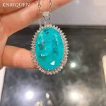 KNRIQUEN New Romantic Big Blue Stone Paraiba Aquamarine Lab Diamond Wedding Pendant Necklace for Women Fine Jewelry Female Gifts - Image 3