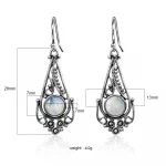 New Natural Moonstone Earrings for Women Vintage Bohemian Style 7MM Round Silver Drop Earring Fashion Elegant Wedding Jewelry - Image 3