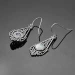 New Natural Moonstone Earrings for Women Vintage Bohemian Style 7MM Round Silver Drop Earring Fashion Elegant Wedding Jewelry - Image 5