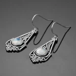 New Natural Moonstone Earrings for Women Vintage Bohemian Style 7MM Round Silver Drop Earring Fashion Elegant Wedding Jewelry - Image 6