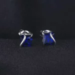 JewelryPalace Square 2.8ct Created Blue Sapphire 925 Sterling Silver Stud Earrings for Women Gemstone Fine Jewelry Birthday Gift - Image 3