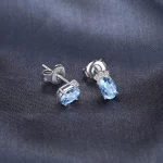 JewelryPalace Crown 1ct Oval Natural Sky Blue Topaz 925 Sterling Silver Stud Earrings for Woman Gemstone Jewelry Birthday Gift - Image 3