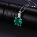 JewelryPalace Simulated Nano Green Emerald Created Ruby 925 Sterling Silver Pendant Necklace Women Gemstone Solitaire No Chain - Image 3