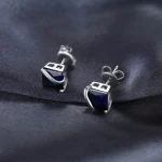 JewelryPalace Square 2.8ct Created Blue Sapphire 925 Sterling Silver Stud Earrings for Women Gemstone Fine Jewelry Birthday Gift - Image 5