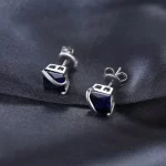 JewelryPalace Square 2.8ct Created Blue Sapphire 925 Sterling Silver Stud Earrings for Women Gemstone Fine Jewelry Birthday Gift