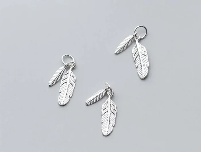Fashion Classic Feather Design Charms 925 Sterling Silver Men Women Jewelry Accessories DIY Earrings Necklace Pendant Materials - Image 5