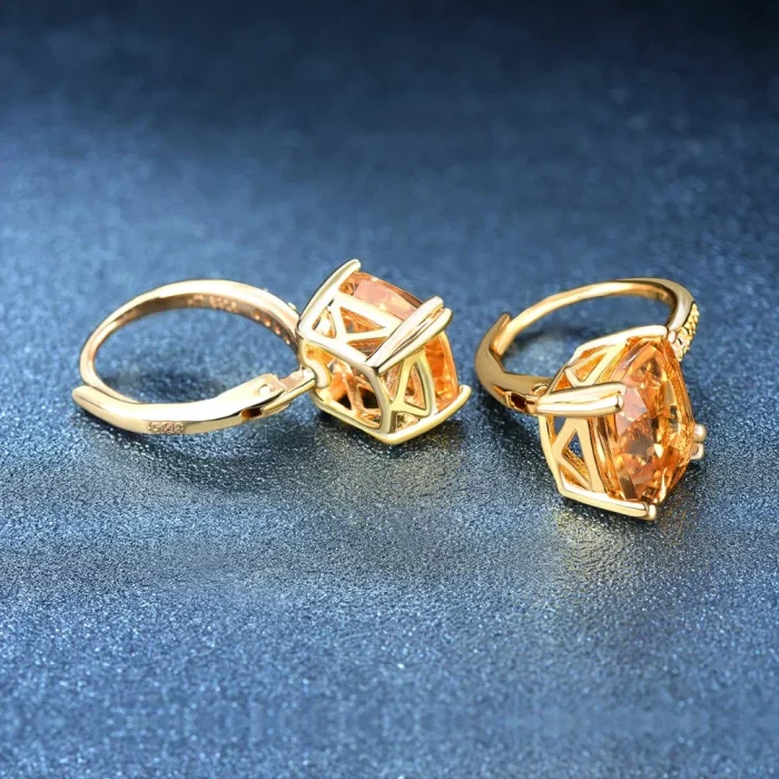 Hutang Natural Yellow Citrine Earrings 925 Sterling Silver 4 Carats Gemstones Fine Crystal Jewelry for Women Christmas - Image 3