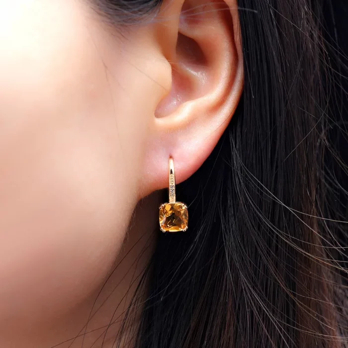 Hutang Natural Yellow Citrine Earrings 925 Sterling Silver 4 Carats Gemstones Fine Crystal Jewelry for Women Christmas - Image 6