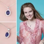 JewelryPalace Princess Diana Created Blue Sapphire Ruby Simulated Emerald 925 Sterling Silver Pendant Necklace Women No Chain - Image 4