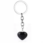 Natural Heart Stone Rose Quartz Keychain Crystal Healing Energy Opall Key Chain Ring On Bag Jewelry Wedding Party Gift - Image 5